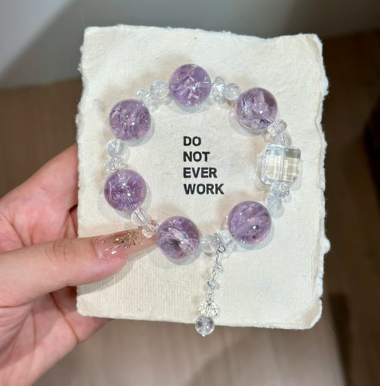 Natural Purple Azeztulite Crystal Bracelet | 16-17mm Original Design