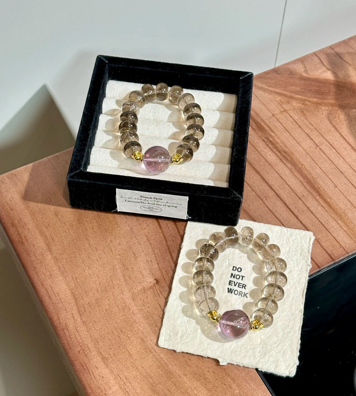 Natural Bolivian Amethyst & Smoky Quartz Bracelet | 17-18mm Focal & 14-15mm Abacus Bead Original Design