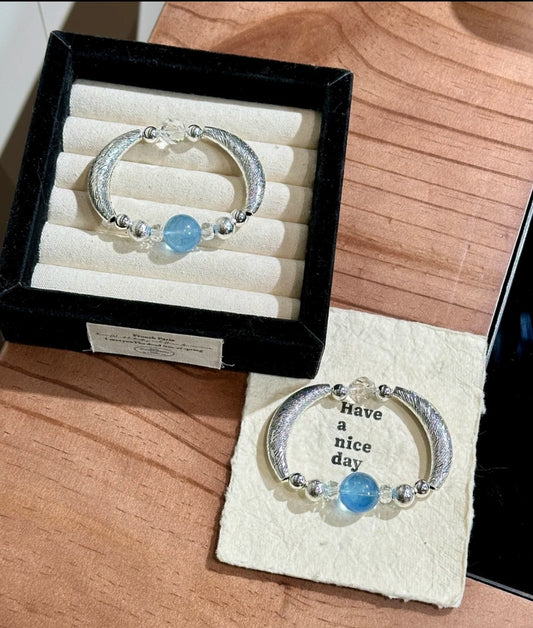 Natural Aquamarine Crystal Bracelet | 16mm Original Design