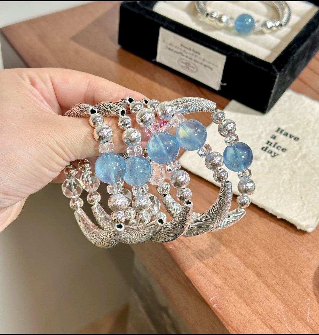 Natural Aquamarine Crystal Bracelet | 16mm Original Design