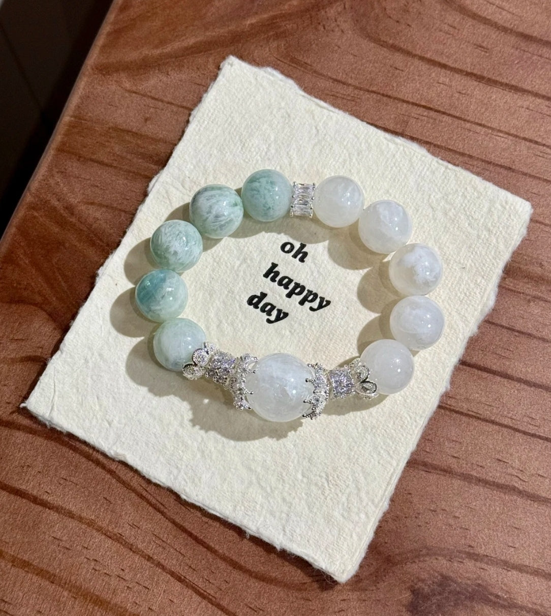 Natural Snow Phantom Crystal & Feather Fluorite Bracelet | 19mm & 15mm Original Design