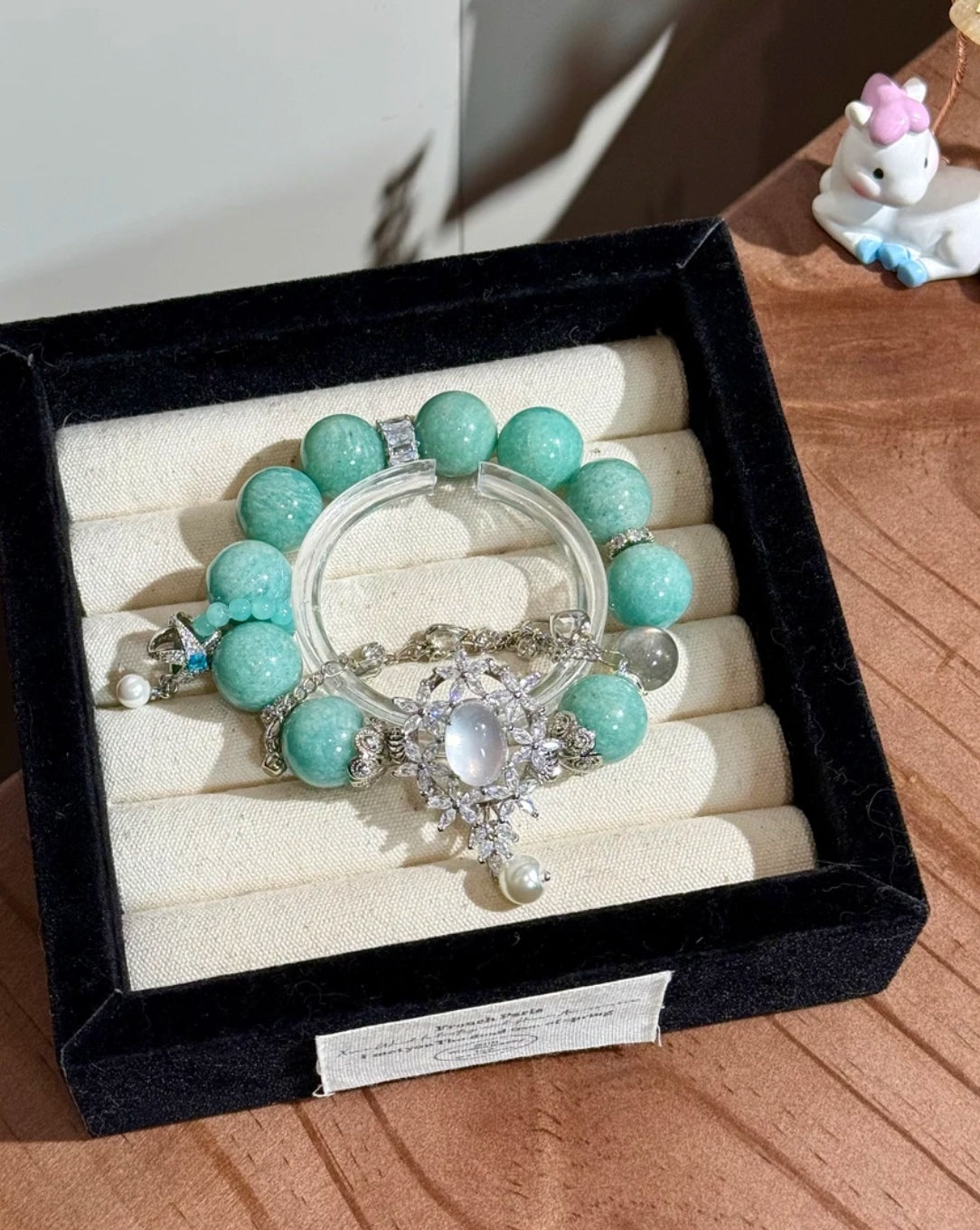 Natural Amazonite, Moonstone & Chalcedony Crystal Bracelet | 15mm Original Design