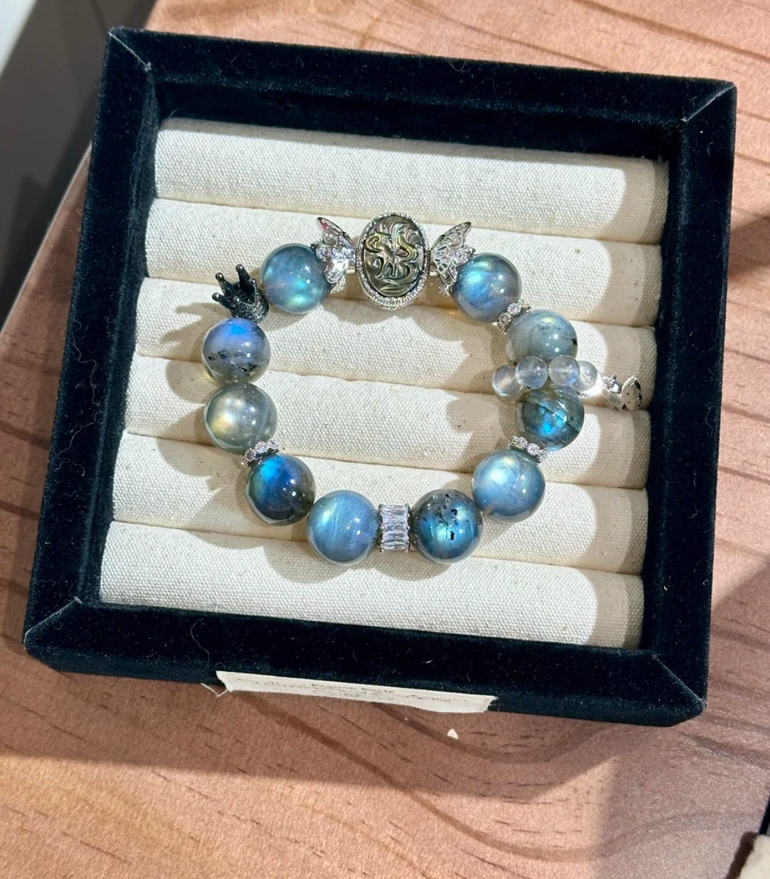 Natural Moonstone & Labradorite Crystal Bracelet | 15mm Original Design