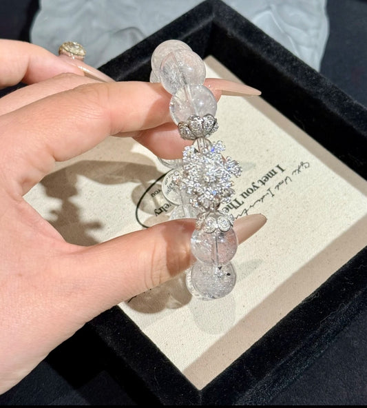 Natural White Azeztulite Crystal Bracelet | 17-18mm Original Design