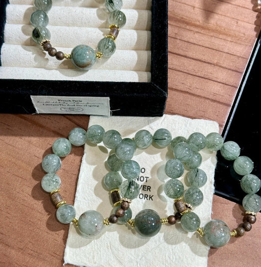 Natural Green Phantom Crystal Bracelet | 14mm Original Design
