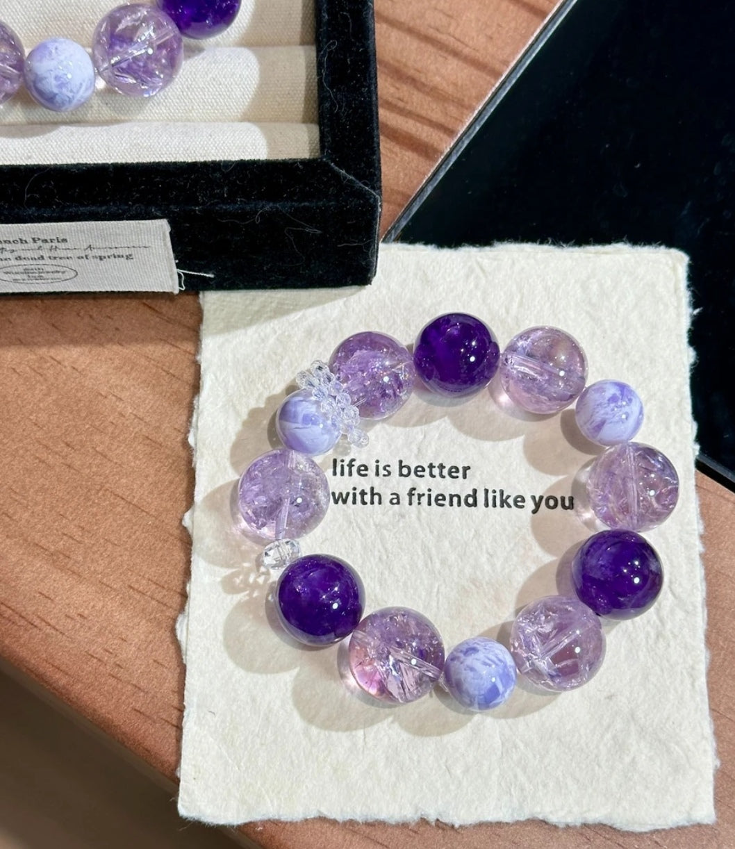 Natural Purple Azeztulite, Uruguayan Amethyst & Purple Jade Bracelet | 18-19mm Original Design