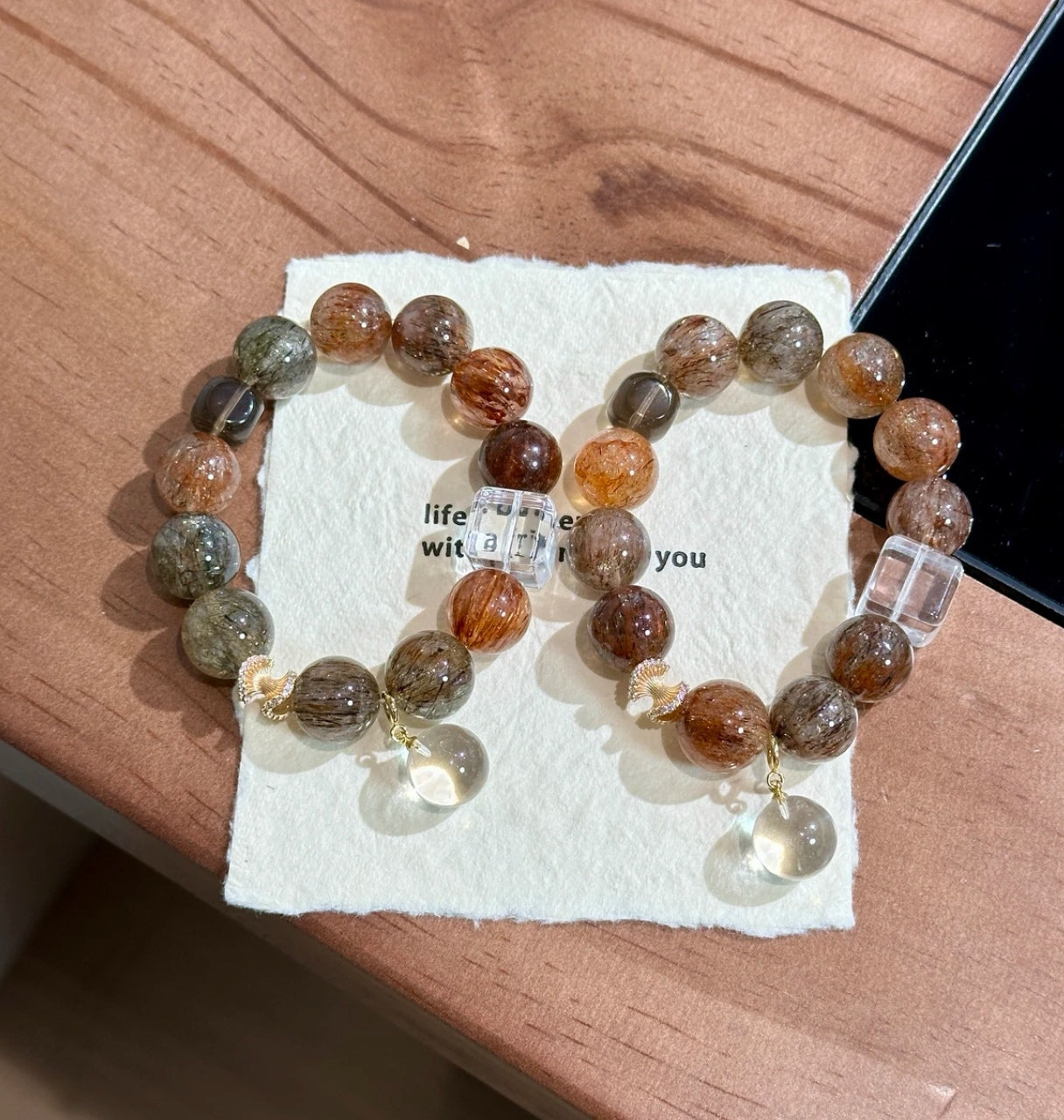 Natural Black Gold Super Seven Crystal Bracelet | 13-14mm Original Design
