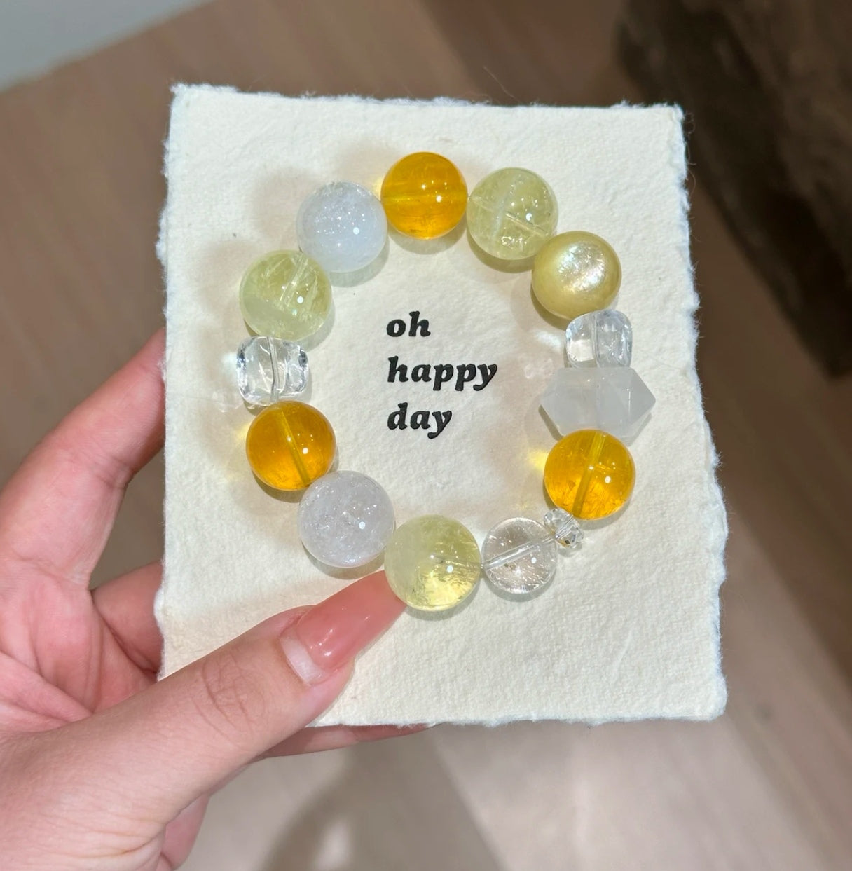Natural Citrine, Yellow Fluorite & Gold Lepidolite Bracelet | 14-15mm Original Design
