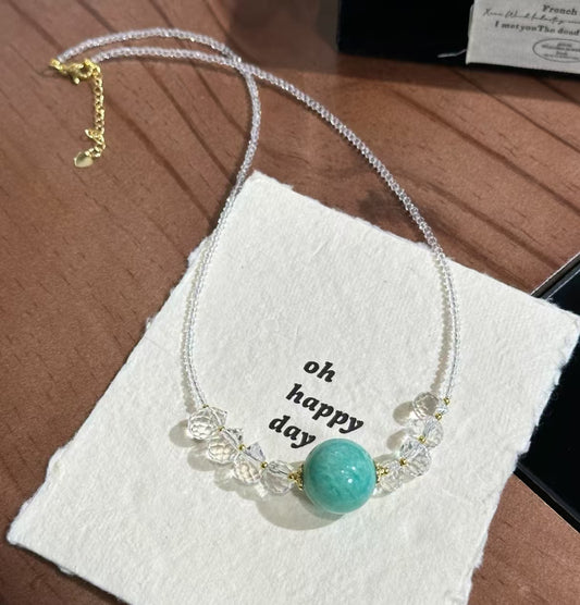 Natural Amazonite Crystal Necklace | 18mm Original Design