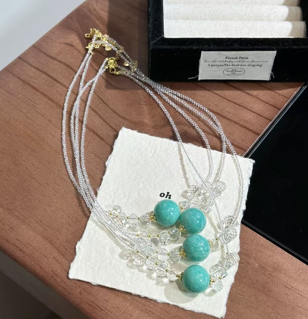Natural Amazonite Crystal Necklace | 18mm Original Design