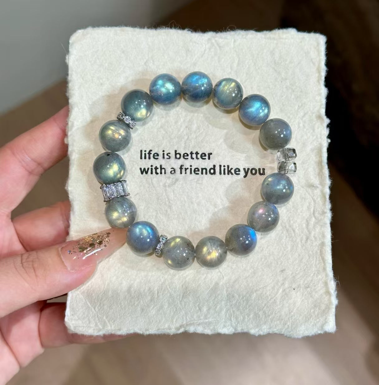 Natural Moonstone Crystal Bracelet | 12-13mm Original Design