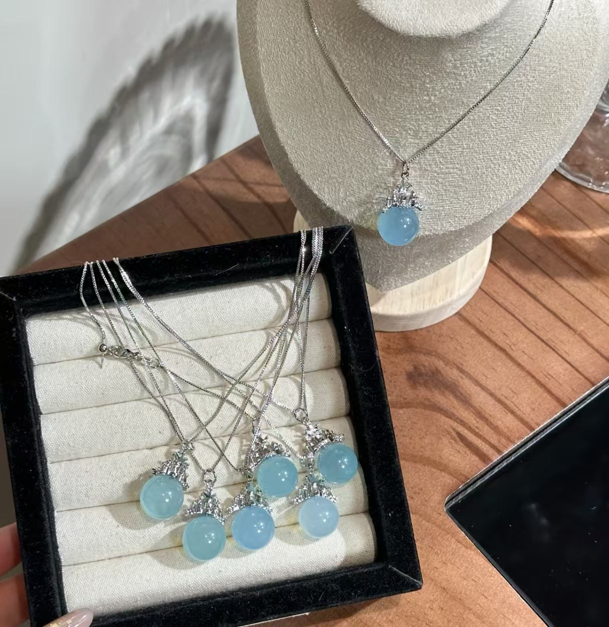 Natural Aquamarine Crystal Pendant Necklace | Original Design