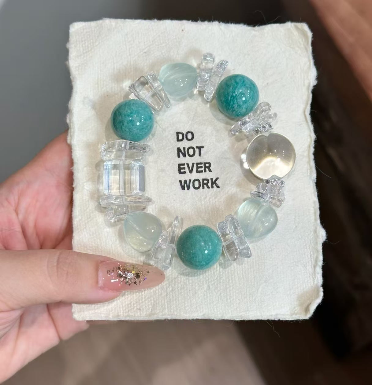 Natural Amazonite, Fluorite & Clear Crystal Bracelet | 17-18mm Original Design