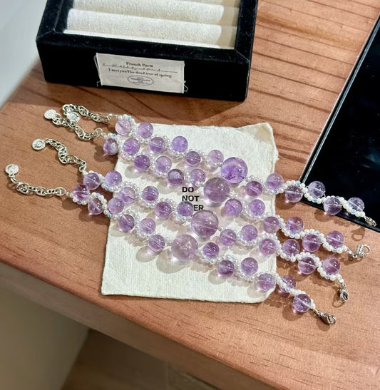 Natural Bolivian Amethyst Bracelet | 16-17mm Focal & 10-11mm Original Design
