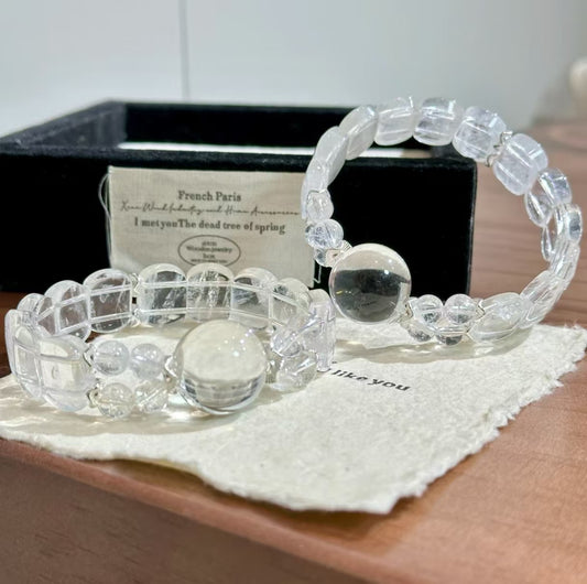 Natural High-Grade Snowflake Phantom Crystal Bracelet | 16-17mm Original Design