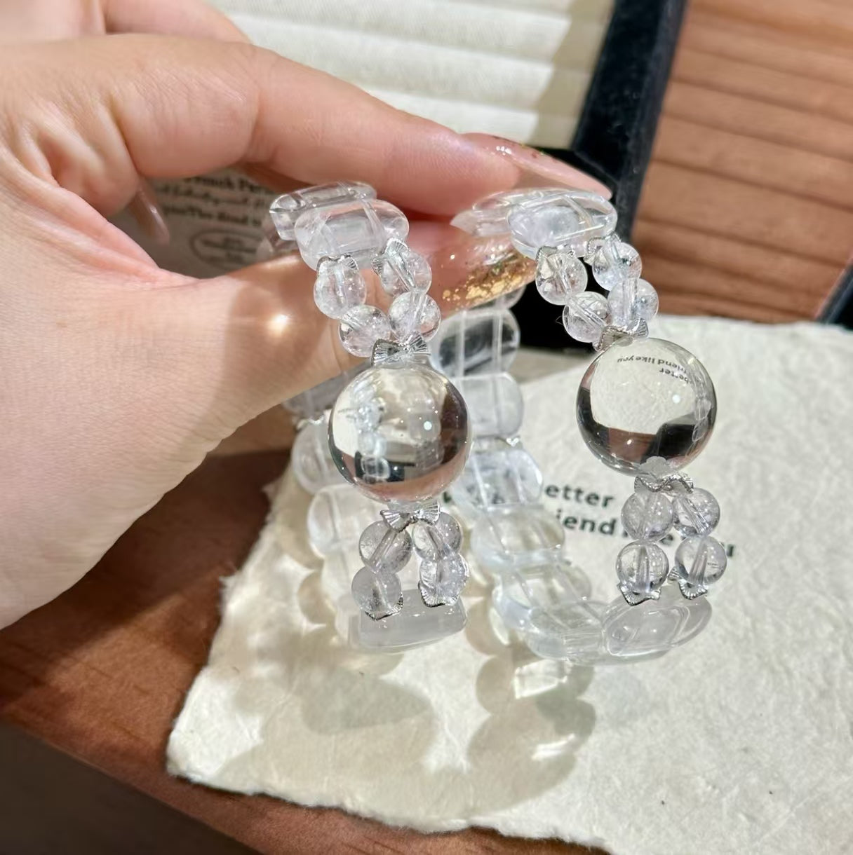 Natural High-Grade Snowflake Phantom Crystal Bracelet | 16-17mm Original Design