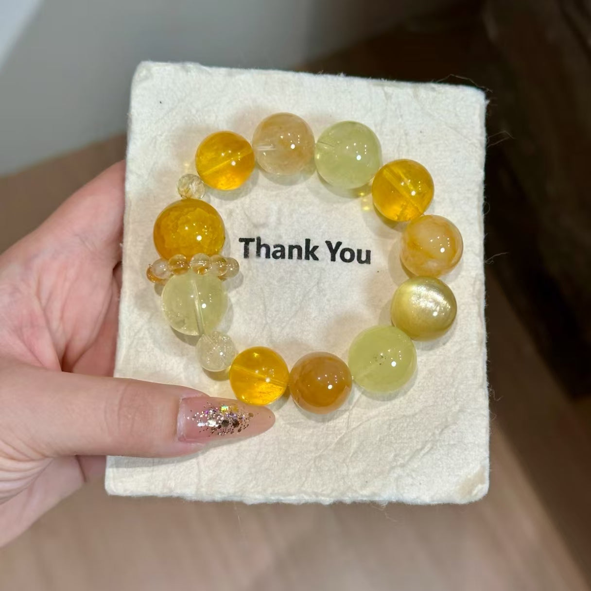 Natural Citrine, Fluorite & Agate Crystal Bracelet | 17mm Original Design Healing Jewelry