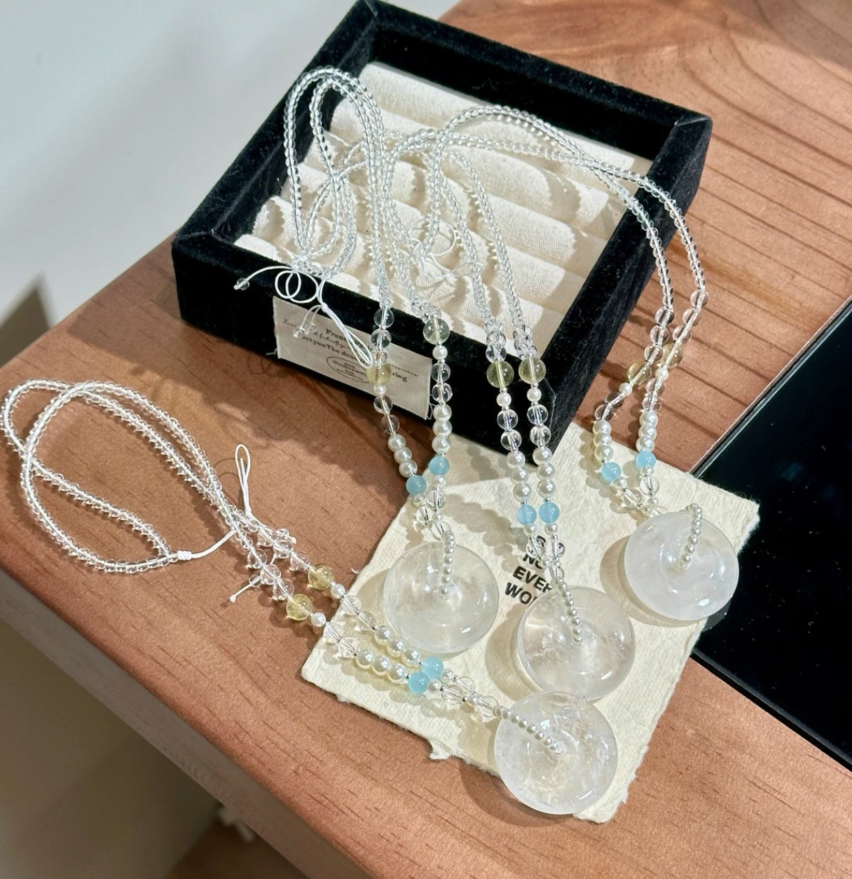 Natural White Phantom Crystal Peace Buckle Pendant Necklace | Original Design